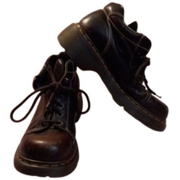 Dr. Martens Shoes - Dr. Martens UK 7 US 9 Brown Leather Lace-Up Ankle Boots 8542 Y2K Chunky Vintage